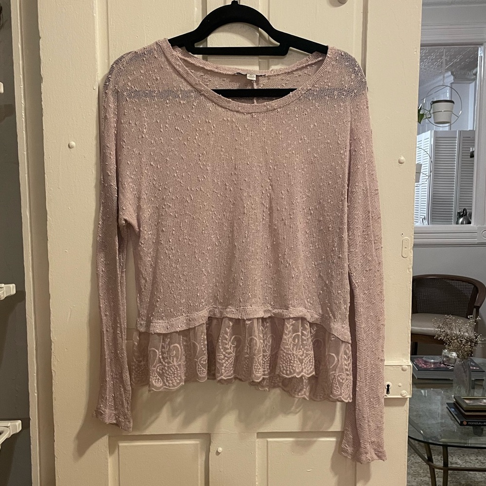 Long sleeve sheer sweater top